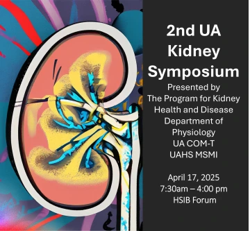 An image of a kidney next to text outlining the basic details of the event, such as time, location and keynote speaker